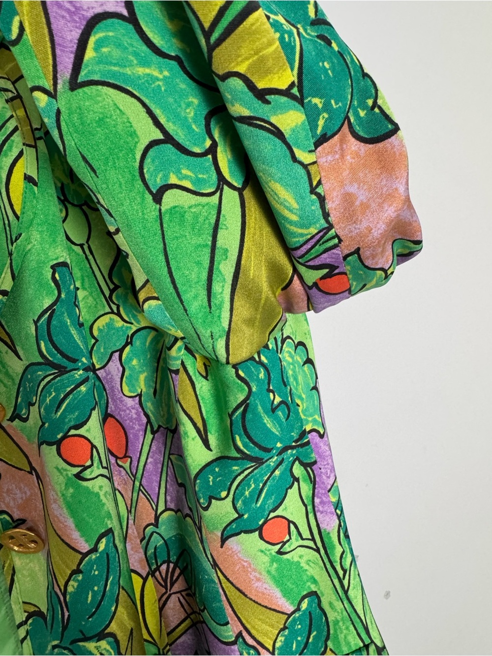 Louis Féraud 100% Silk Botanical Floral Blazer Jacket Art to Wear Vintage Luxe - Picture 11 of 16